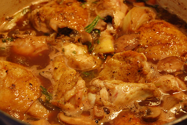 Chicken with Red Wine and Mushrooms