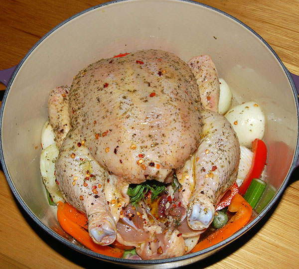 Pot Roast Chicken with Fennel & Peppers